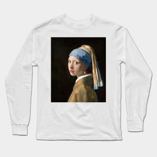 Girl With A Pearl Earring by Johannes Vermeer Long Sleeve T-Shirt